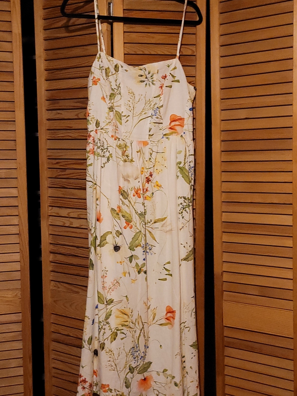 H&M White Maxi Dress with Orange & Green Floral Print
